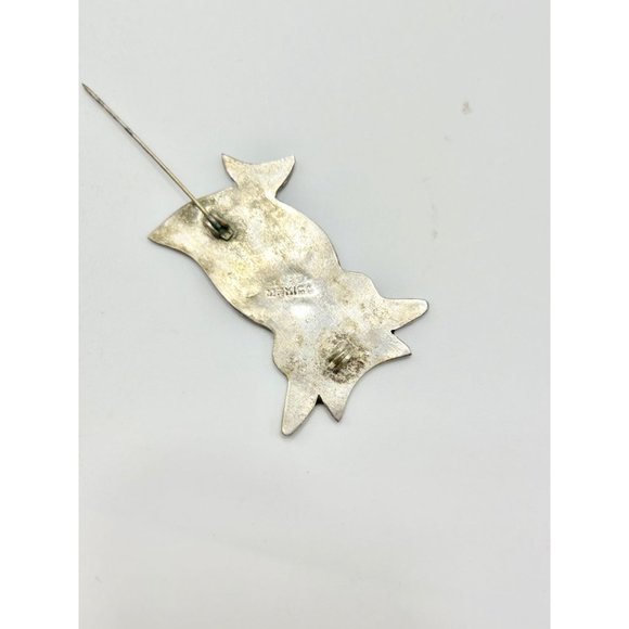 Vintage Alpaca Silver Mexico Owl Bird Pin Brooch with Abalone Shell Stone Inlay - Picture 9 of 10